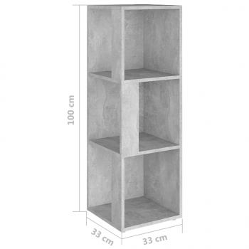 Eckregal Betongrau 33x33x100 cm Holzwerkstoff