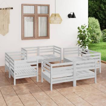 ARDEBO.de - 8-tlg. Garten-Lounge-Set Weiß Kiefer Massivholz