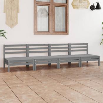 ARDEBO.de - 4-tlg. Garten-Lounge-Set Grau Kiefer Massivholz