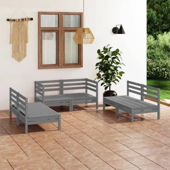 ARDEBO.de - 6-tlg. Garten-Lounge-Set Grau Massivholz Kiefer