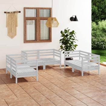 ARDEBO.de - 6-tlg. Garten-Lounge-Set Weiß Massivholz Kiefer