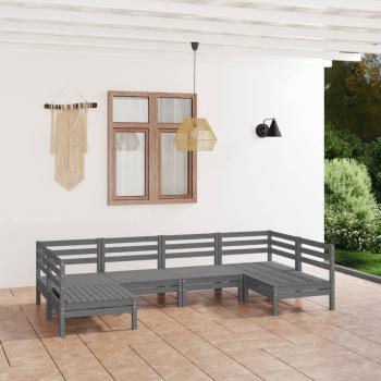 ARDEBO.de - 6-tlg. Garten-Lounge-Set Grau Massivholz Kiefer