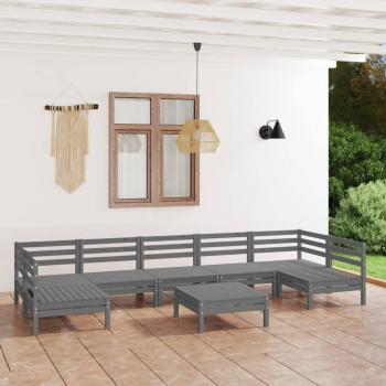 ARDEBO.de - 8-tlg. Garten-Lounge-Set Grau Massivholz Kiefer