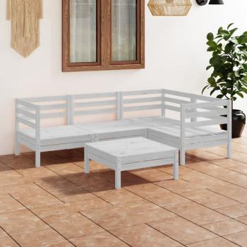 ARDEBO.de - 5-tlg. Garten-Lounge-Set Massivholz Kiefer Weiß