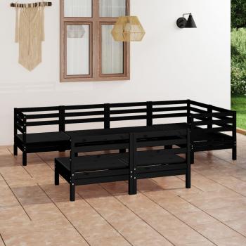 ARDEBO.de - 7-tlg. Garten-Lounge-Set Massivholz Kiefer Schwarz