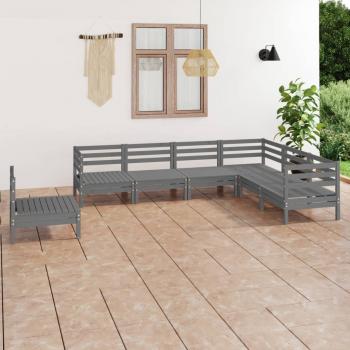 ARDEBO.de - 7-tlg. Garten-Lounge-Set Massivholz Kiefer Grau