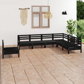 ARDEBO.de - 7-tlg. Garten-Lounge-Set Massivholz Kiefer Schwarz