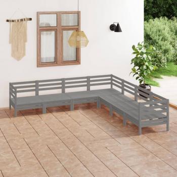 ARDEBO.de - 7-tlg. Garten-Lounge-Set Massivholz Kiefer Grau