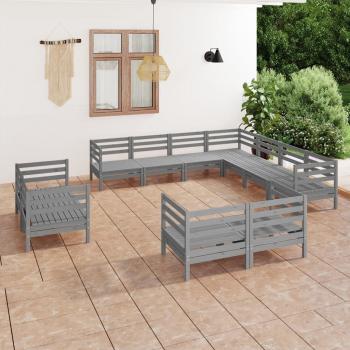 ARDEBO.de - 11-tlg. Garten-Lounge-Set Massivholz Kiefer Grau