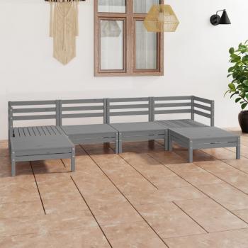 ARDEBO.de - 6-tlg. Garten-Lounge-Set Grau Massivholz Kiefer