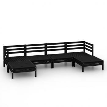 6-tlg. Garten-Lounge-Set Schwarz Massivholz Kiefer