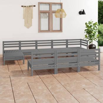 ARDEBO.de - 10-tlg. Garten-Lounge-Set Grau Massivholz Kiefer