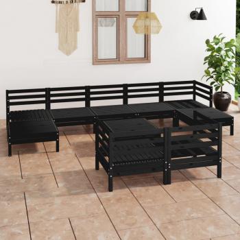 ARDEBO.de - 10-tlg. Garten-Lounge-Set Schwarz Massivholz Kiefer