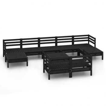 10-tlg. Garten-Lounge-Set Schwarz Massivholz Kiefer