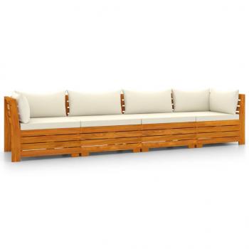 4-Sitzer-Gartensofa mit Kissen Massivholz Akazie