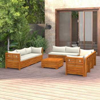 ARDEBO.de - 9-tlg. Garten-Lounge-Set mit Kissen Massivholz Akazie