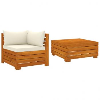 ARDEBO.de - 2-tlg. Garten-Lounge-Set mit Kissen Massivholz Akazie