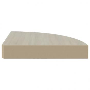 Eck-Schweberegale 4 Stk. Eichen-Optik und Weiß 25x25x3,8 cm MDF