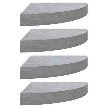 Eck-Schweberegale 4 Stk. Betongrau 25x25x3,8 cm MDF