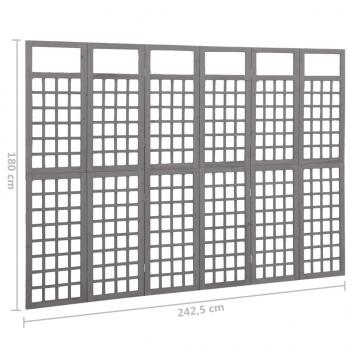 Spalier/Paravent 6-teilig Massivholz Tanne Grau 242,5x180 cm