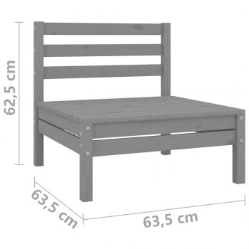 Garten-Mittelsofa Grau Massivholz Kiefer