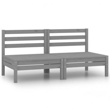 2-Sitzer-Gartensofa Grau Kiefer Massivholz