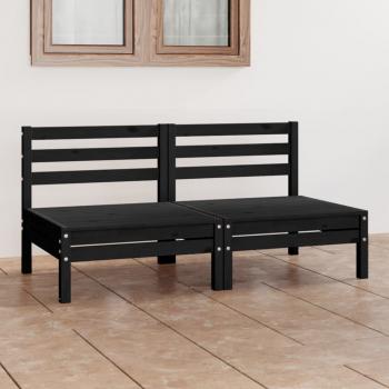 ARDEBO.de - 2-Sitzer-Gartensofa Schwarz Kiefer Massivholz