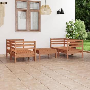 ARDEBO.de - 5-tlg. Garten-Lounge-Set Honigbraun Massivholz Kiefer