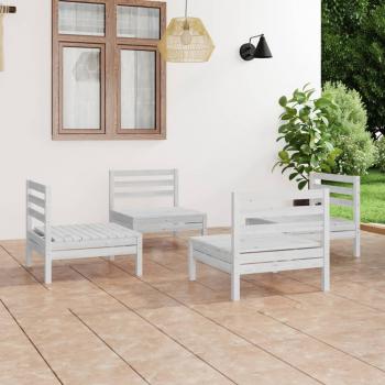 ARDEBO.de - 4-tlg. Garten-Lounge-Set Weiß Kiefer Massivholz