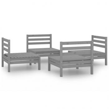 4-tlg. Garten-Lounge-Set Grau Kiefer Massivholz