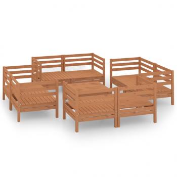 9-tlg. Garten-Lounge-Set Honigbraun Massivholz Kiefer