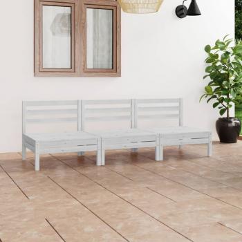 ARDEBO.de - 3-tlg. Garten-Lounge-Set Weiß Kiefer Massivholz