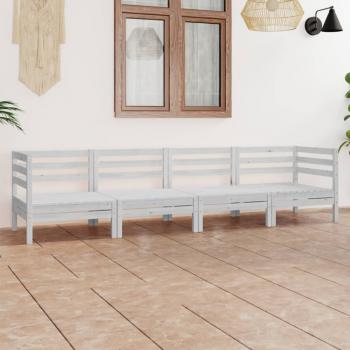 ARDEBO.de - 4-tlg. Garten-Lounge-Set Weiß Kiefer Massivholz