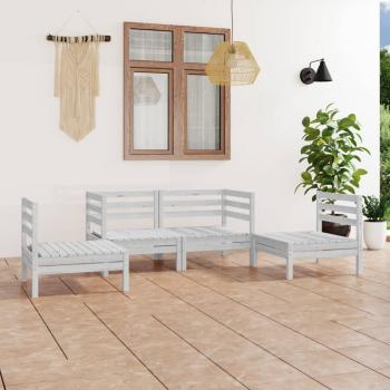 ARDEBO.de - 4-tlg. Garten-Lounge-Set Weiß Kiefer Massivholz