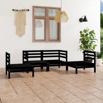 ARDEBO.de - 4-tlg. Garten-Lounge-Set Schwarz Massivholz Kiefer