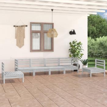 ARDEBO.de - 6-tlg. Garten-Lounge-Set Weiß Kiefer Massivholz