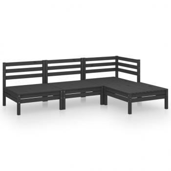 4-tlg. Garten-Lounge-Set Massivholz Kiefer Schwarz