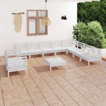 ARDEBO.de - 11-tlg. Garten-Lounge-Set Massivholz Kiefer Weiß