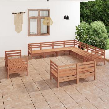 ARDEBO.de - 11-tlg. Garten-Lounge-Set Massivholz Kiefer Honigbraun