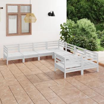 ARDEBO.de - 8-tlg. Garten-Lounge-Set Massivholz Kiefer Weiß