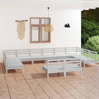 ARDEBO.de - 12-tlg. Garten-Lounge-Set Weiß Massivholz Kiefer