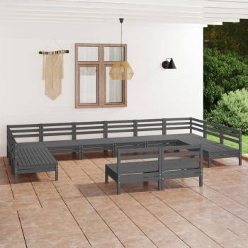 ARDEBO.de - 12-tlg. Garten-Lounge-Set Grau Massivholz Kiefer