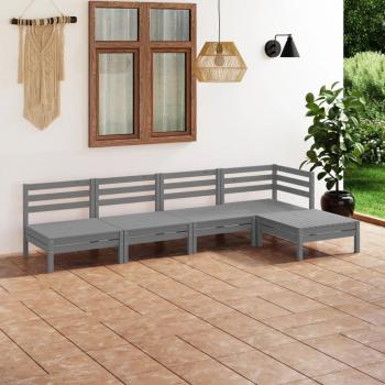 ARDEBO.de - 5-tlg. Garten-Lounge-Set Massivholz Kiefer Grau