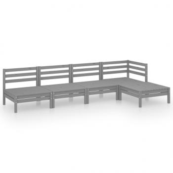 5-tlg. Garten-Lounge-Set Massivholz Kiefer Grau