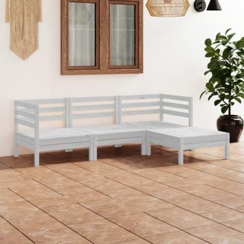 ARDEBO.de - 4-tlg. Garten-Lounge-Set Massivholz Kiefer Weiß