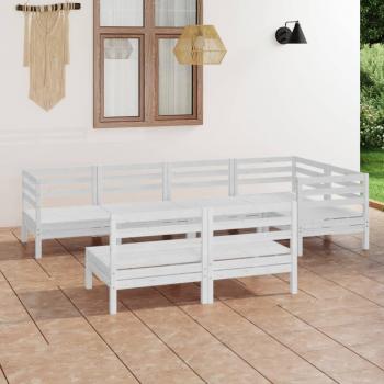 ARDEBO.de - 7-tlg. Garten-Lounge-Set Massivholz Kiefer Weiß