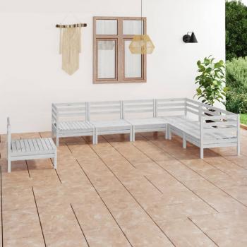 ARDEBO.de - 7-tlg. Garten-Lounge-Set Massivholz Kiefer Weiß