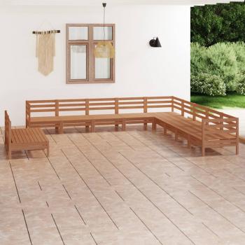 ARDEBO.de - 11-tlg. Garten-Lounge-Set Massivholz Kiefer Honigbraun