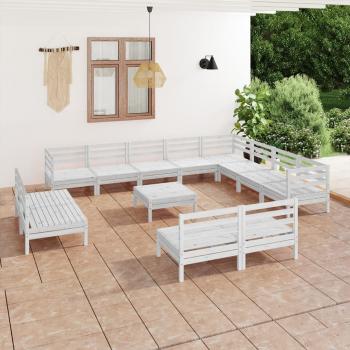 ARDEBO.de - 13-tlg. Garten-Lounge-Set Massivholz Kiefer Weiß