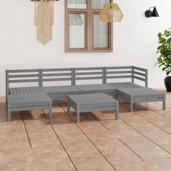 ARDEBO.de - 7-tlg. Garten-Lounge-Set Grau Massivholz Kiefer